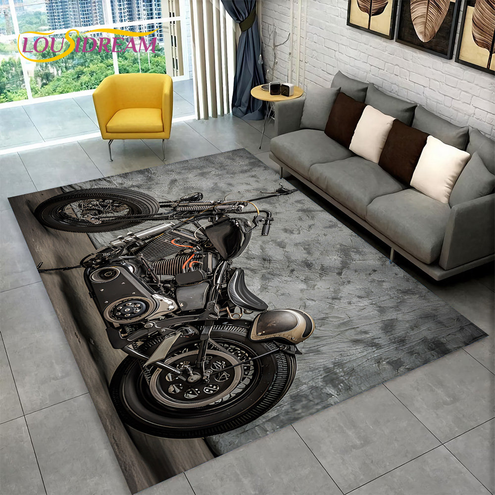 Kids Outdoor Lounge - 3D Retro Vintage motosiklet alan kilim