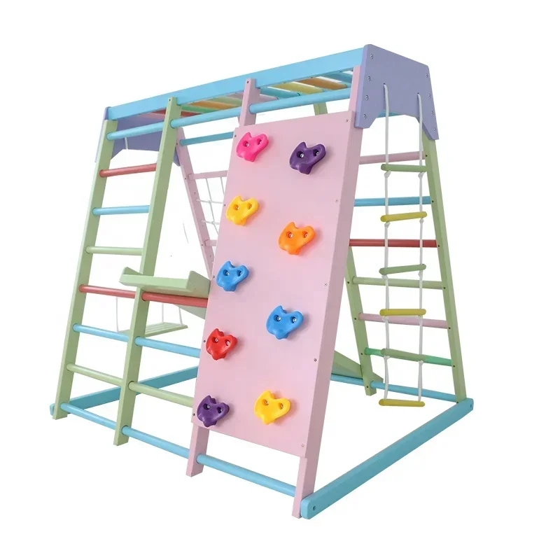Kids Outdoor Wooden Climbing Frame - Çocuklar İçin Ahşap Tırmanma Çerçevesi, Salıncaklı