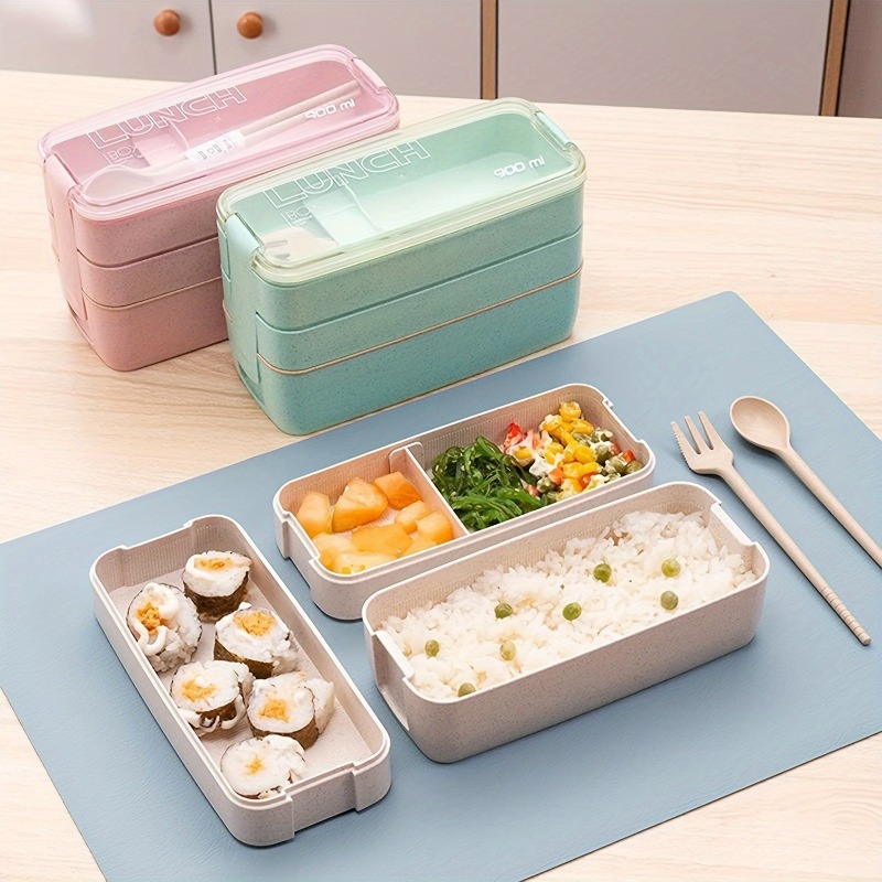 Kids Outdoor Dining Set - Taşınabilir Bento kutusu, 3-layers yemek kabı,