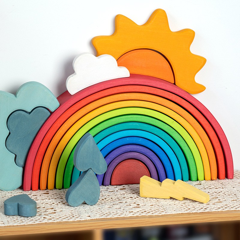 Stepping Stone Foam - Çocuklar için Ahşap Gökkuşağı Blokları Büyük